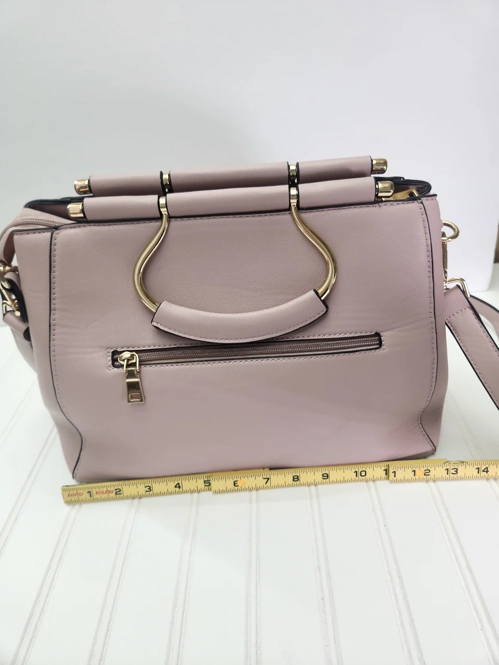 Chic Light Pink Top Handle Handbag with Removable Shoulder Strap